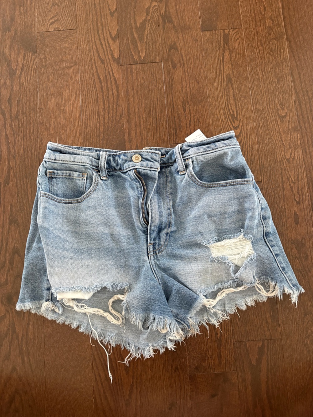 Hollister Light Blue Distressed Denim Cutoff Shorts